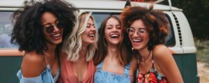Planning the Perfect Girls' Trip - 4 young women laughing on a trip of a lifetime