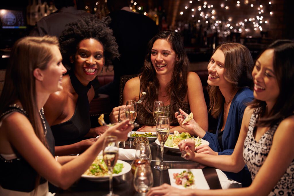 Girls tip having a meal